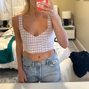 Zara purple and white gingham top